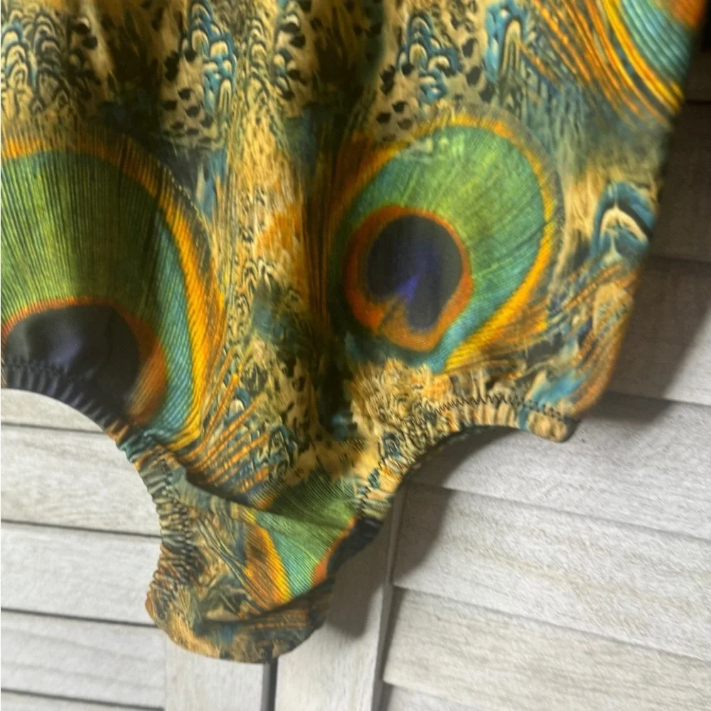 Handmade Small Shop Peacock Fringe Leotard. Absolutely Adorable. Size 2/3. OOAK